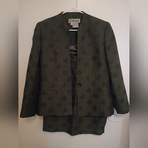 Carlisle Elegant Women's Green Blazer and Skirt Set Sz‎ 10 Jacket Sz 8 Skirt